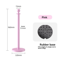 Poteau de délimitation de foule de luxe rose en acier inoxydable avec corde en velours, barrière décorative pour files d'attente, protection IP67 pour fêtes d'anniversaire et galas