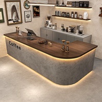 Nouveau modèle de comptoirs de réception complets en MDF, bois de luxe, style minimaliste moderne, pour les magasins de thé au lait, de café, de desserts, de gâteaux et de pain