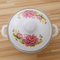 Ensemble de casseroles classiques pour la cuisine à domicile avec logo personnalisé, portable, à double poignée, en émail antiadhésif, en métal durable