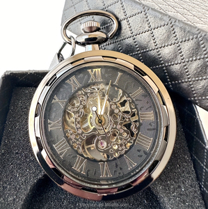 ساعات ميكانيكية جوفاء بهيكل عتيق ، ساعات جيب ميكانيكية بعجلات متعرجة يدوية - Product Image 2