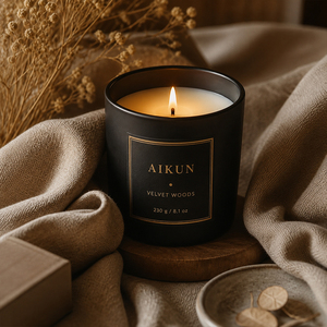 AIKUN Vente en gros de bougies parfumées en cire de soja dans un bocal en verre de luxe, bougies d'aromathérapie faites à la main pour la décoration de la maison, les mariages et Noël - Product Image 1