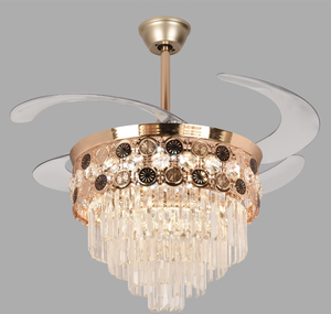 Crystal <b>Fan</b> Light Modern Reversible <b>Ceiling</b> <b>Fan</b> and Light Dimmable LED K9 Crystal Retractable <b>Fan</b> Light with <b>Remote</b> <b>Control</b> - Product Image 2