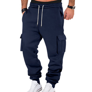 Pantalones Cargo de Forro Polar para Hombre, Estilo Americano, Cintura Elástica con Cordón, Múltiples Bolsillos, Casuales, de Trabajo, Transpirables - Product Image 2
