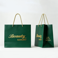 Boîte cadeau luxe avec impression de logo par estampage à chaud, sac en papier pour bijoux (collier, bague, bracelet) avec poignée en nylon.