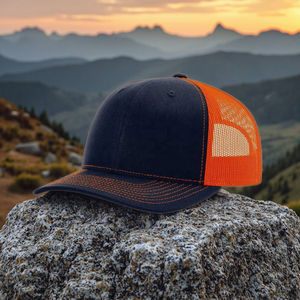 AZOVカスタムプリント3D刺繍高品質卸売スクリーン印刷ファートラッカー6パネルキャップ112スタイルメッシュトラッカーハット - Product Image 1