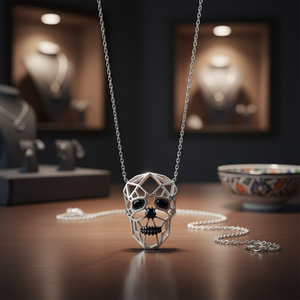 Origami calavera forma elegante diseño encanto colgante turco venta al por mayor hecho a mano 925 joyería de plata esterlina - Product Image 3