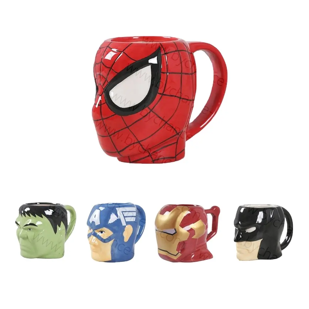 Offre Spéciale Spider Man Mug 3D Tasse à café Creative Iron Man Mugs Impressionnant Cadeau génial pour garçons Poignée contemporaine unisexe avec couvercle