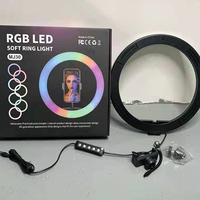 Kit lampu cincin LED RGB 30cm 12 inci, untuk Vlog Video Selfie dengan dudukan Tripod dan penahan ponsel