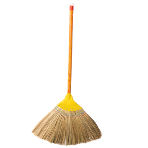 Balai en herbe naturelle à poils doux, durable, pour le nettoyage extérieur, avec long manche en bois, Choidot, pour le nettoyage domestique - Product Image 1