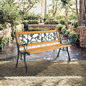 Banco de Comedor de Madera Maciza Tradicional Antiguo, Ecológico, con Estructura de Hierro, de 2 Plazas, para Patio, Jardín, Parque - Product Image 2