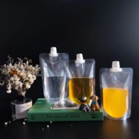 Pochettes souples biodégradables CM en plastique transparent à bec verseur, résistantes, pour jus, boissons et vin liquide