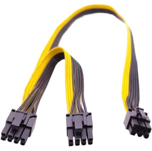 PCI-E PCI Express 6Pin Male to Dual 8Pin 2Port Male Adapter GPU Graphic Card PCIe Power Cable 18AWG 60cm+20cm Wire