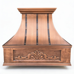 غطاء موقد نحاسي مصنوع يدويًا على شكل جرس مع زخارف منحوتة، غطاء مطبخ تقليدي بطراز المزرعة - Product Image 2