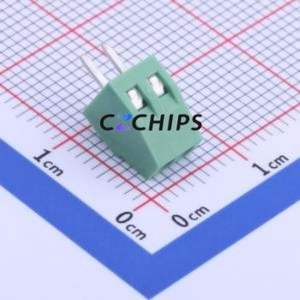 DB125-2.54-2P-GN-S Screw Terminal Block Through hole Component (THT),P=2.54mm Connector 1x2P 2.54mm Green Through Hole - Product Image 2