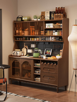 Buffet mural en bois massif de style médiéval vintage, intégré, multifonctionnel, grande capacité de rangement, salon