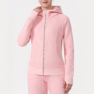 Sudadera con capucha cálida y pesada para mujer con bolsillos con cremallera, de nailon y algodón orgánico, para deportes al aire libre, desde almacén de EE. UU. - Product Image 6