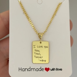 Bijoux gravés en acier inoxydable <span class=keywords><strong>collier</strong></span> d'écriture réelle pour hommes femmes <span class=keywords><strong>collier</strong></span> manuscrit personnalisé enfants <span class=keywords><strong>dessin</strong></span> étiquettes bijoux - Product Image 2