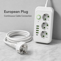 Multiprise sur mesure aux normes européennes, 3 prises, double 10A, avec rangement rotatif pour câbles et ports USB