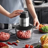 Hachoir à viande électrique portable 2L sur mesure pour cuisine, sans fil, avec lames en acier inoxydable, petit hachoir à viande