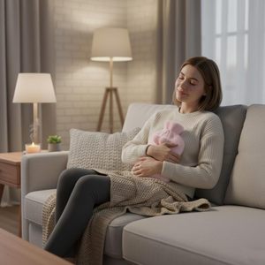 Bouteille d'eau chaude en PVC avec housse en peluche motif dessin animé mignon, vente en gros, pour l'hiver - Product Image 6