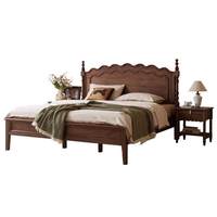 Lit double Dingshuai en noyer noir d'Amérique du Nord, style rétro français, 1,8 m, moderne et simple, pour chambre principale, avec dossier, style ancien