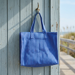 Eco-Friendly Reusable Recycled Nylon Shopping <b>Bag</b> RPET Zipper Striped Handloom Woven Custom Logo Fashion <b>Medium</b> <b>Size</b> Rope <b>Bags</b> - Product Image 1