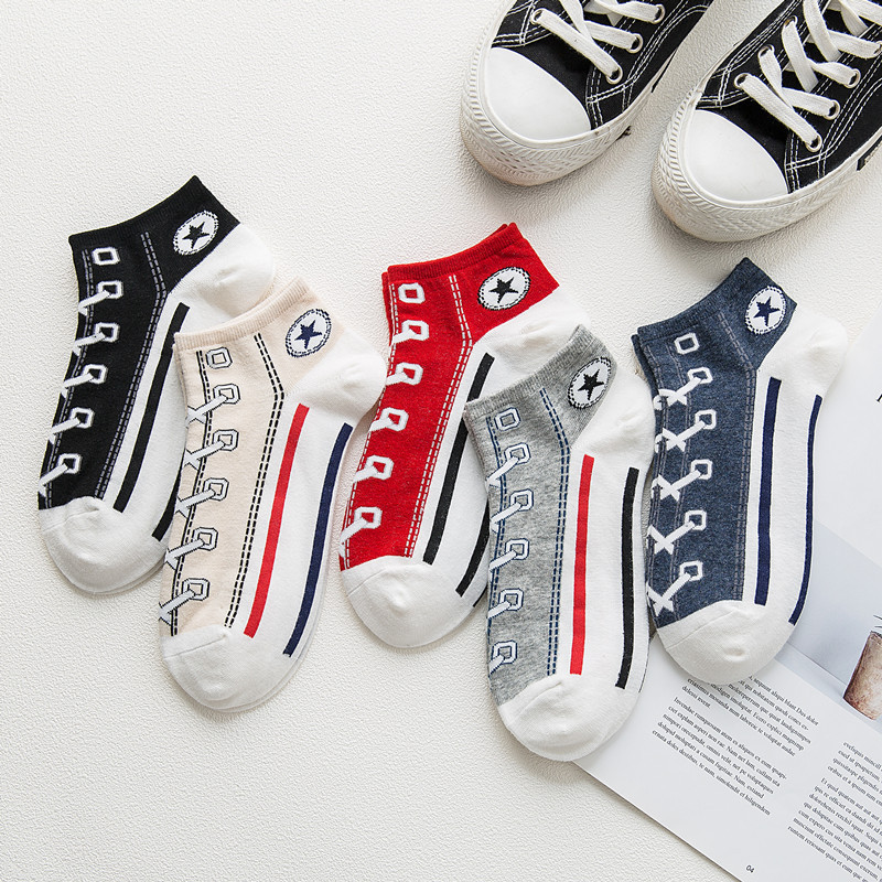 Забавные кавайные короткие носки с принтом, хлопковые модные милые носки в стиле Харадзюку, хип-хоп, японская мода, Прямая поставка, мягкие женские тапочки, носки