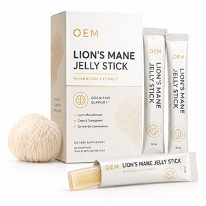 Bâtonnets de Gelée de Champignon Crinière de <span class=keywords><strong>Lion</strong></span> pour la Clarté Cognitive, Soutien de la Concentration et de la Mémoire, Supplément Nootropique, Fabrication en Marque Blanche - Product Image 1