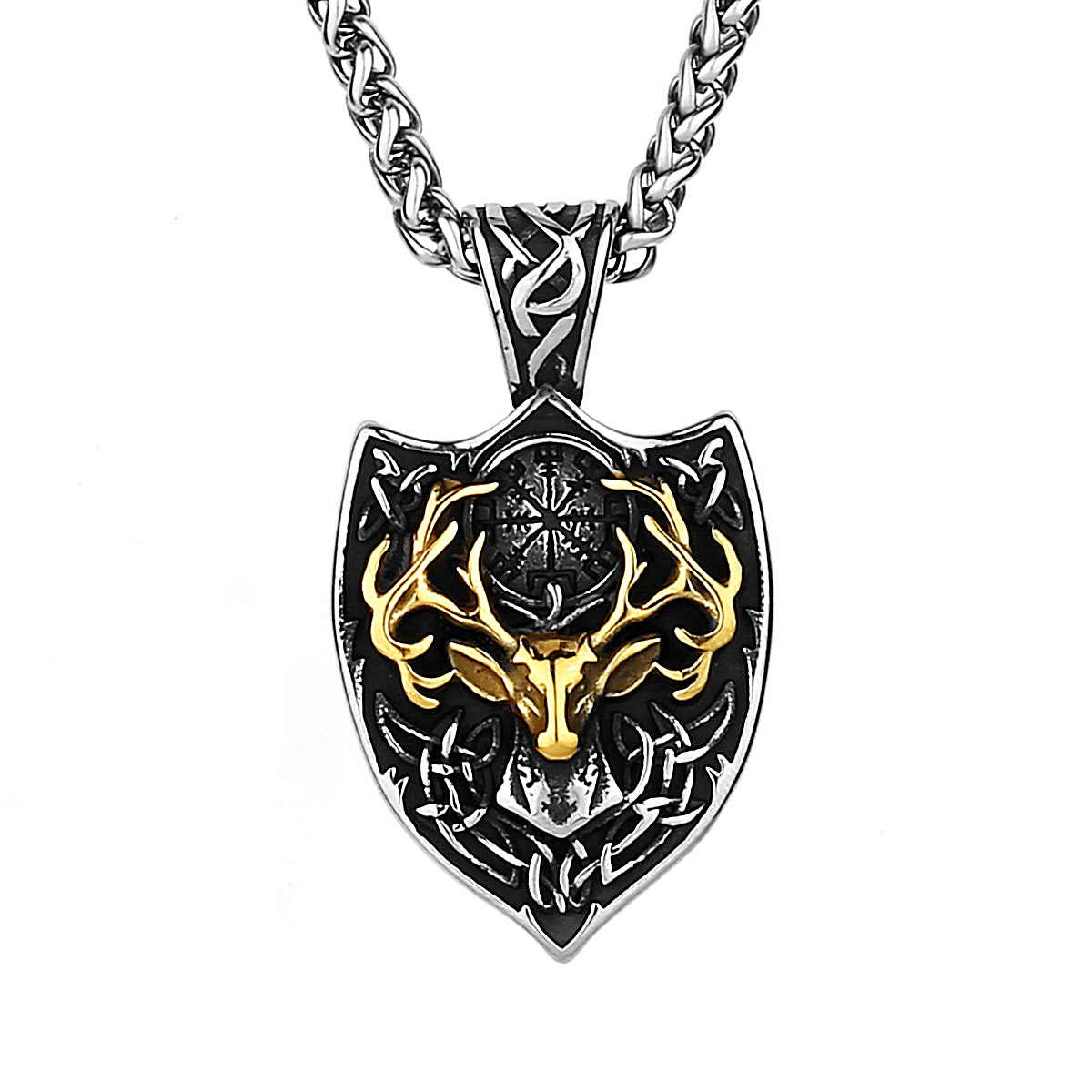 PikaLF Collana con targhetta lupo per uomo, collana pendente testa di lupo vichingo norreno con catena da 27,6 pollici, collana totem lupo retrò, collana amuleto con sigillo lupo vintage