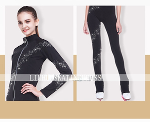 Completi con Giacche e <span class=keywords><strong>Pantaloni</strong></span> da Pattinaggio Artistico su Ghiaccio per Ragazza e <span class=keywords><strong>Donna</strong></span> con Strass, Tute da Sci Lucide, Abbigliamento Professionale da Allenamento per Pattinaggio su Ghiaccio - Product Image 6