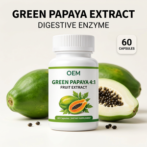 Capsules d'extrait de papaye verte OEM 4:1, 60 capsules, enzyme digestive, complément alimentaire à base de plantes, marque privée d'usine - Product Image 1