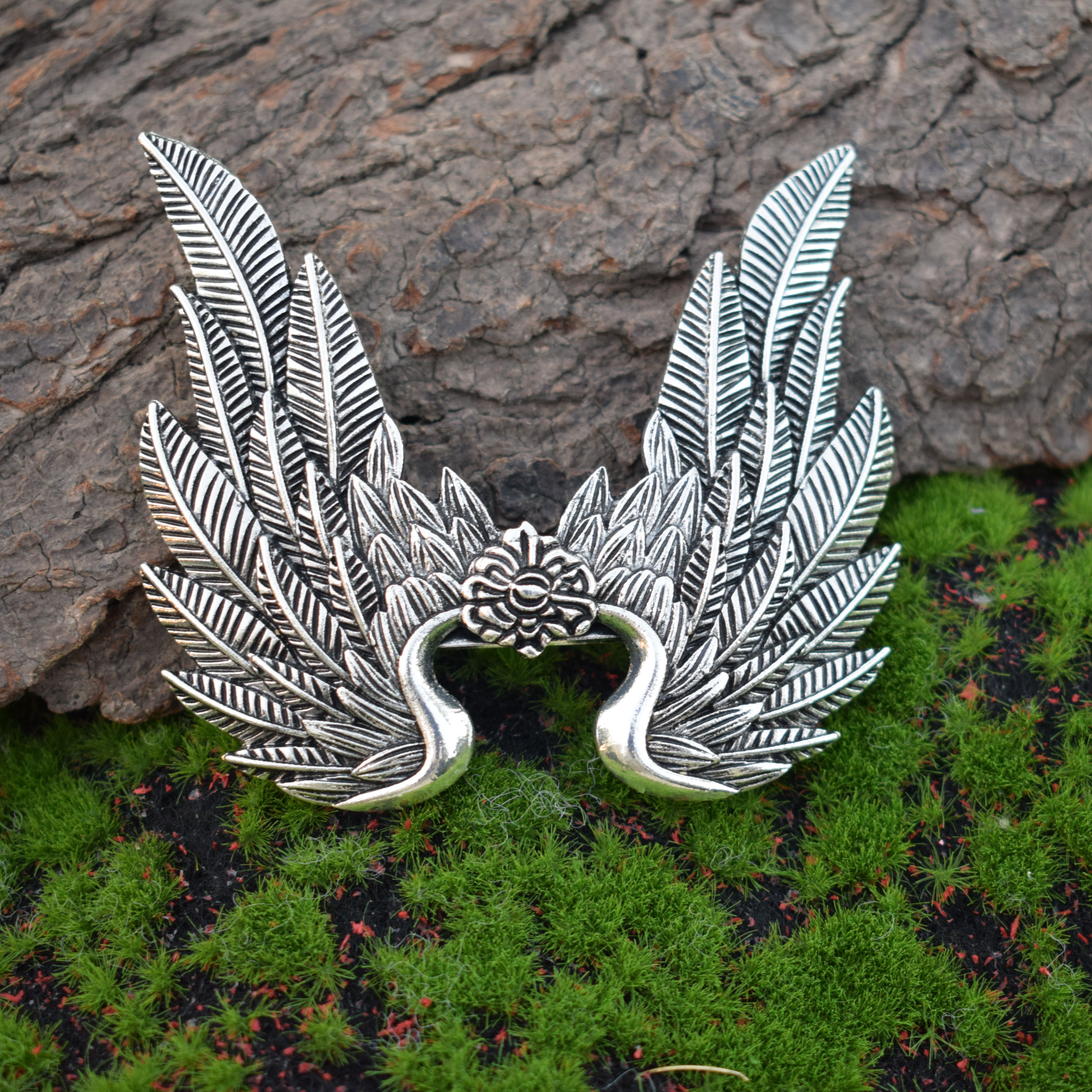 Viking Silver Angel Wing Hair Clip ? Crystal wing shaped bridal hair clip - Crystal dove wing  main image 3