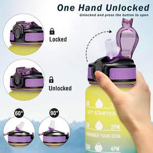 Logo1000ml personnalisé haute capacité PC plastique verres graduel mode gobelet randonnée en plein air jus de fruits bouteille d'eau avec couvercle - Product Image 3