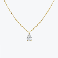 Collier en or blanc avec pendentif, grand diamant massif 14K, bijoux de mariage