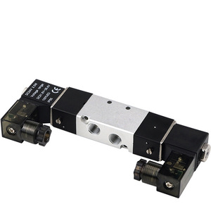 Vanne solénoïde 4V120-06 à double bobine, 2 positions, 5 voies, DC 24V, port 1/4 po, type pilote à température normale, vanne de commande - Product Image 1