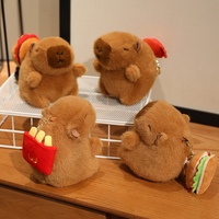 Porte-clés en peluche Capybara, petits pendentifs en peluche Capybara chef avec mini hamburgers, frites et tortues, prêts à être expédiés, cadeaux amusants et abordables