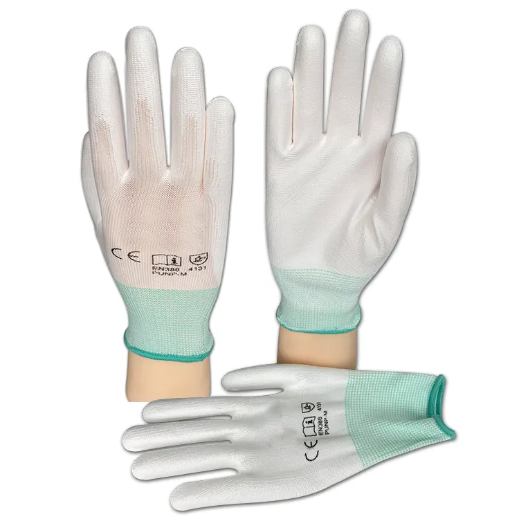 Wonderful Quality Comfortable Palmfit Coated White PU Glove for Factory Use