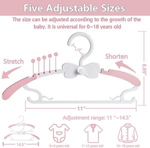 Adjustable Kid Clothes <b>Hangers</b> for Newborn Closet, Plastic Non-Slip Small Infant <b>Hanger</b> for Toddler Pant, Child Coat <b>Hanger</b> - Product Image 2