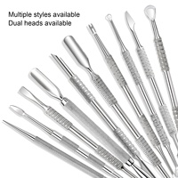 Pousse-cuticules double face en acier inoxydable de haute qualité avec lame biseautée, outil de décapage pour nail art, manucure et pédicure