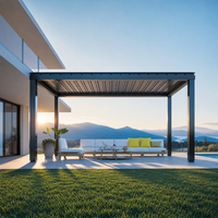 Vente flash - Mobilier d'extérieur moderne et luxueux - Pergola à toit à lamelles - Aluminium - Étanche - Gazebo d'extérieur - Éclairage LED pour jardin et terrasse