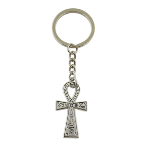 Porte-clés en alliage métallique plaqué argent antique et bronze antique, motif clé <span class=keywords><strong>de</strong></span> vie <span class=keywords><strong>Ankh</strong></span>, 39x21MM, souvenir, cadeau - Product Image 1
