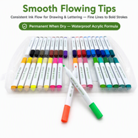 Marqueur acrylique imperméable multi-matériaux à 36 couleurs, haute couvrance, couleur stable, adapté à la peinture et à l'écriture des enfants