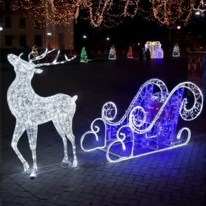 Traîneau de Noël <span class=keywords><strong>lumineux</strong></span> grandeur nature avec <span class=keywords><strong>rennes</strong></span> <span class=keywords><strong>et</strong></span> traîneau éclairés pour 6 adultes / Traîneau de Noël <span class=keywords><strong>lumineux</strong></span> avec <span class=keywords><strong>rennes</strong></span> <span class=keywords><strong>et</strong></span> traîneau éclairés grandeur nature - Product Image 3