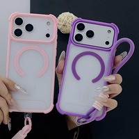 Coque de téléphone magnétique antichoc mate en promotion pour iPhone 17 ProMax 16 Plus 15 14 13 12 avec dragonne et boîte d'emballage