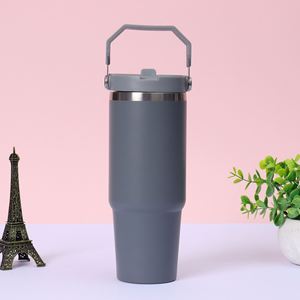 Double Wall Insulated Car Grip Handle Tumbler 20oz 30oz <b>Mug</b> Lid Straw Anti-Slip for Office Home Daily - Product Image 1