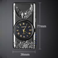 Briquet électronique de luxe multifonctionnel personnalisé, montre à quartz, cadeau pour hommes, vente en gros