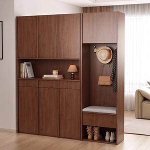 Solid Wood Vintage Style Shoe <b>Cabinet</b> Integrated <b>Wall</b> <b>Mounted</b> Storage Living Room Large Capacity Storage <b>Cabinet</b> - Product Image 1