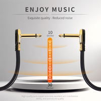 Haute qualité 6.35mm TS Type de crêpe à angle droit plaqué or profil bas guitare électrique ampli cordon câble de connecteur Audio stéréo