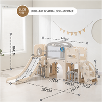 VSUCH Ensemble de jeu 4 en 1 pour enfants : toboggan, balançoire, aire de jeux intérieure pour tout-petits avec panier de basket et escalier d'escalade pour chambre et espace de jeu