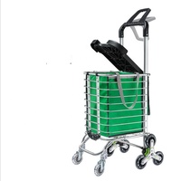 Chariot de supermarché pliable et imperméable multifonctionnel avec sac en toile détachable et roulettes pivotantes en plastique pour chariot d'épicerie
